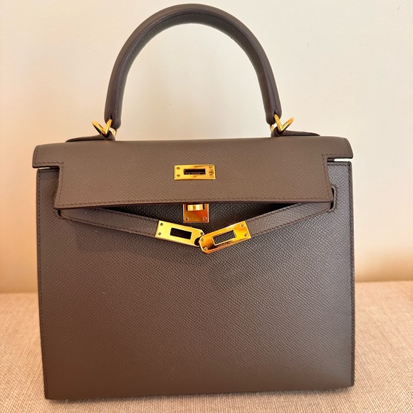 Hermes Kelly 25 Etain with gold hardware - Picture 2 of 4